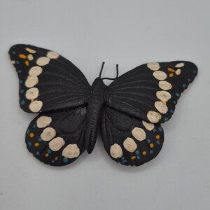 Vintage Leather Butterfly Brooch